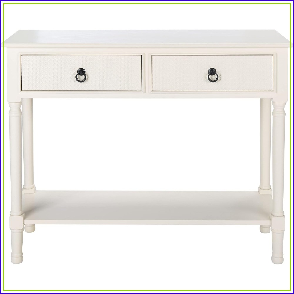 Tables - โต๊ะคอนโซลสีขาว Haines พร้อมลิ้นชัก 2 ช่อง และชั้นวางด้านล่าง