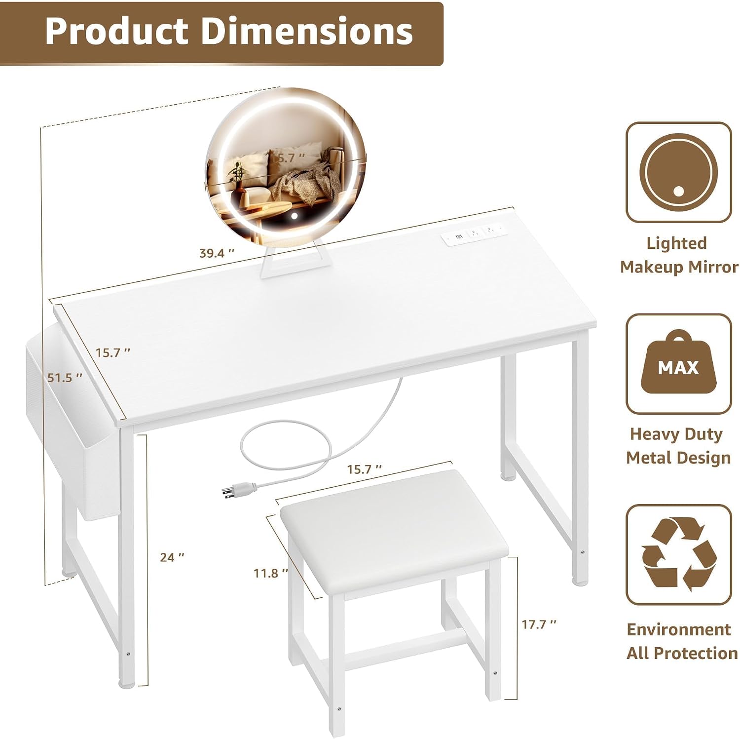 ชุดโต๊ะเครื่องแป้งสำหรับเด็กผู - Dressing Table Vanity With Lighted Mirror บทวิจารณ์และราคา