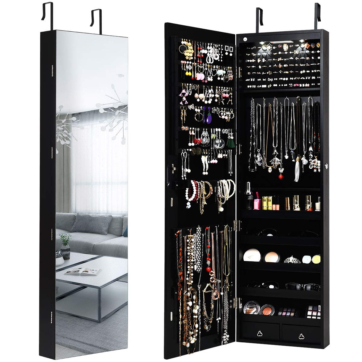 ตู้เก็บเครื่องประดับแบบติดผนัง - Full Length Mirror Jewelry Armoire บทวิจารณ์และราคา