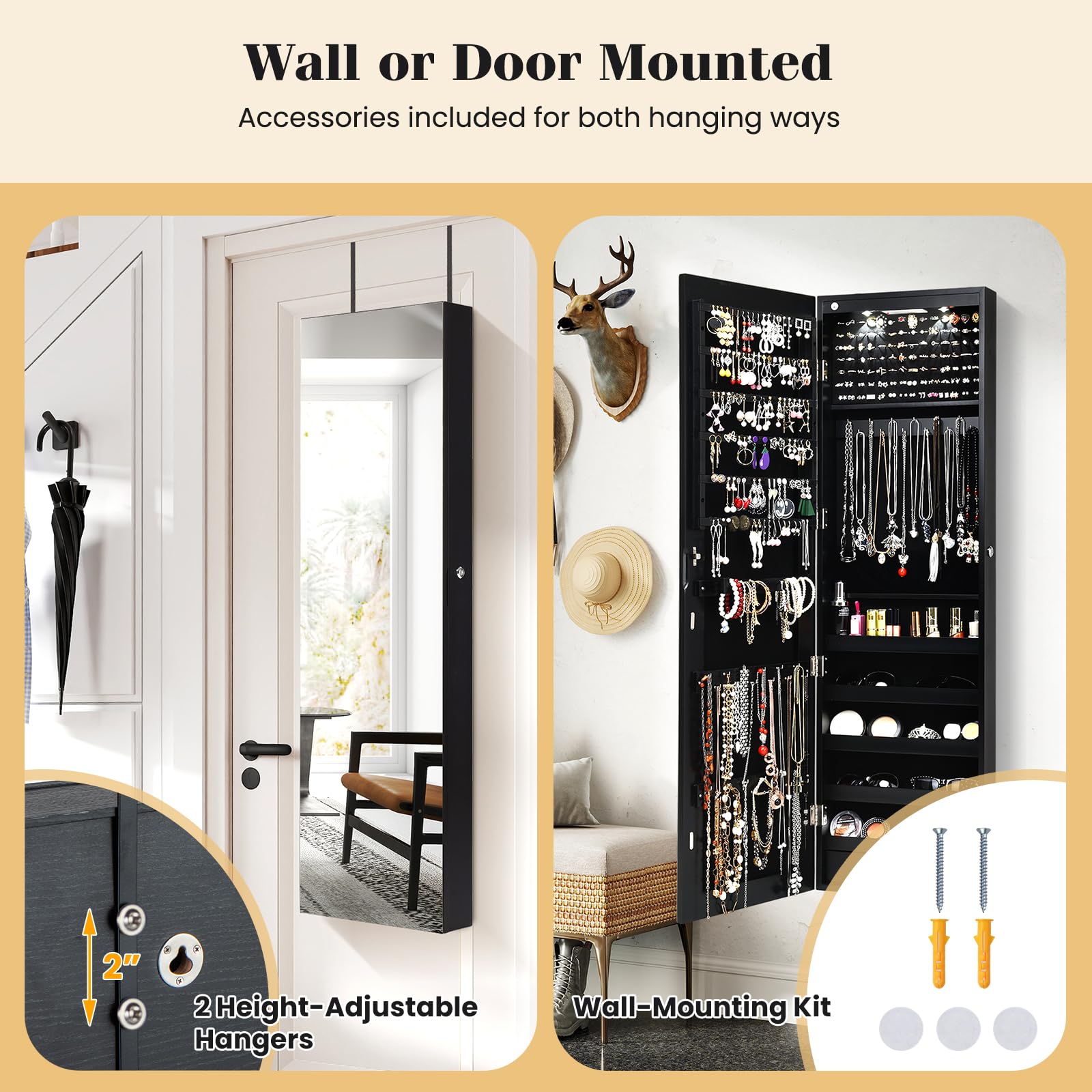 ตู้เก็บเครื่องประดับแบบติดผนัง - Full Length Mirror Jewelry Armoire บทวิจารณ์และราคา