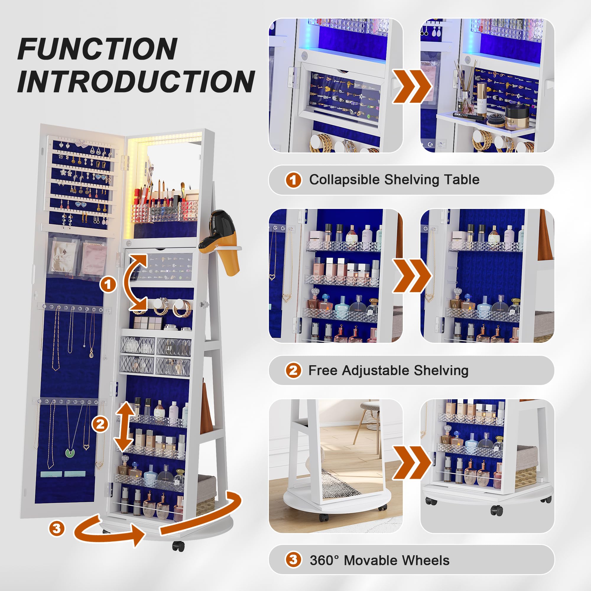 360 °   ตู้เก็บเครื่องประดับแบ - Full Length Mirror Jewelry Armoire บทวิจารณ์และราคา