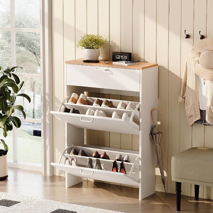 ตู้เก็บรองเท้าสำหรับวางไว้บริเ - Shoe Rack Cabinet Narrow Entryway บทวิจารณ์และราคา