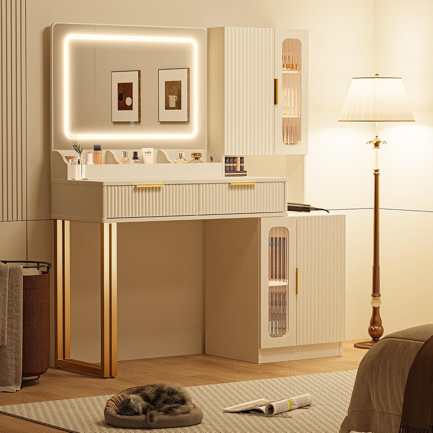 โต๊ะเครื่องแป้งพร้อมกระจกและไฟ - Dressing Table Vanity With Lighted Mirror บทวิจารณ์และราคา