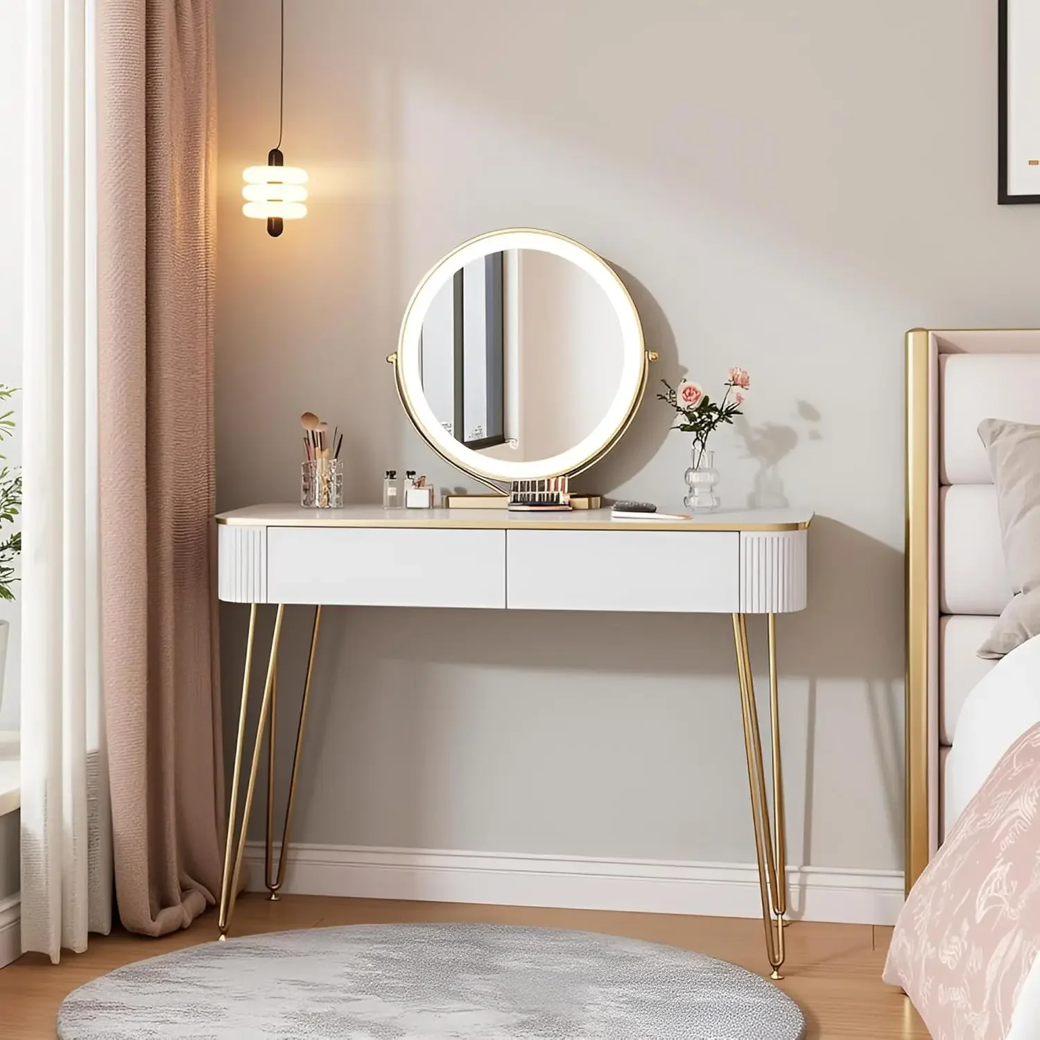 โต๊ะเครื่องแป้งขนาดเล็กขายดี พ - Dressing Table Vanity With Lighted Mirror บทวิจารณ์และราคา