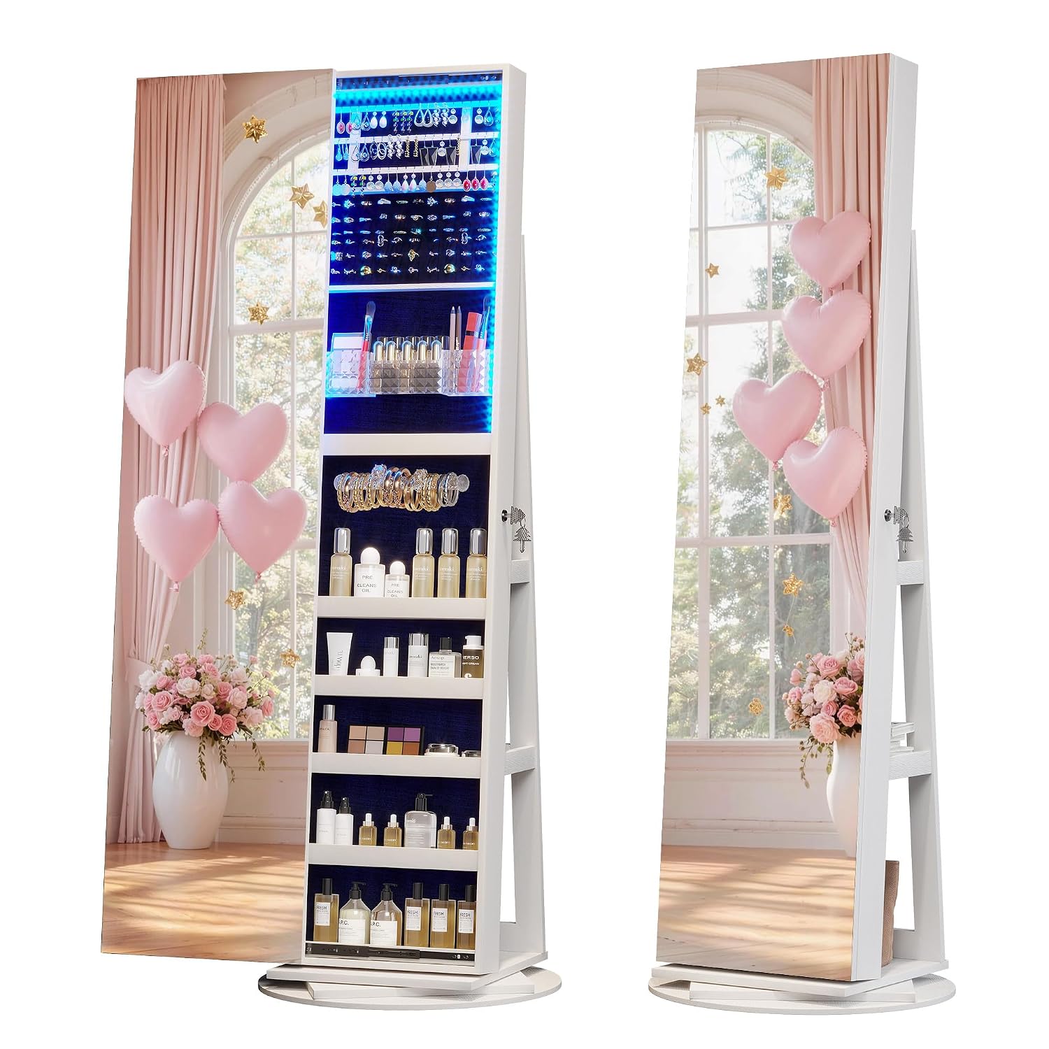 360 °   ตู้โชว์เครื่องประดับแบ - Full Length Mirror Jewelry Armoire บทวิจารณ์และราคา