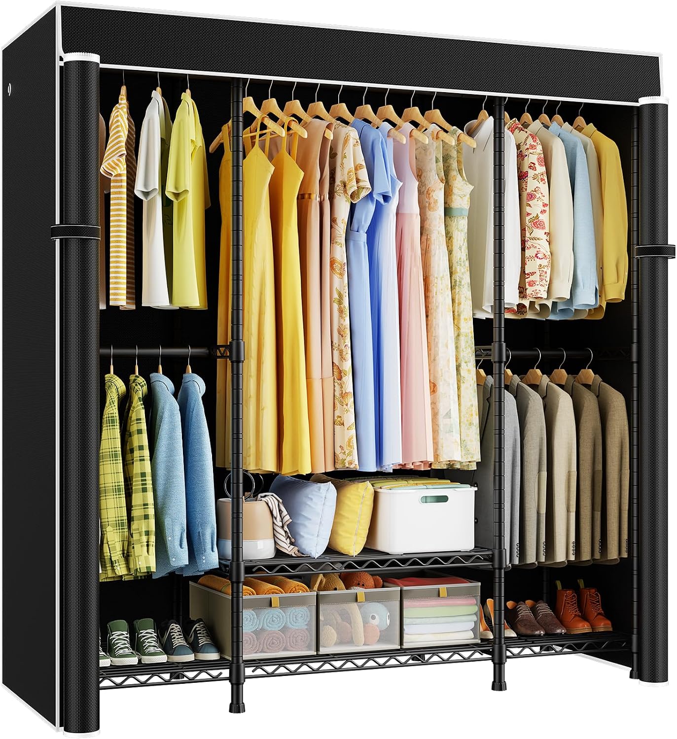 ตู้เสื้อผ้าแบบพกพา E3C ทนทานพิ - Wardrobe Closet Portable Fabric Cover บทวิจารณ์และราคา