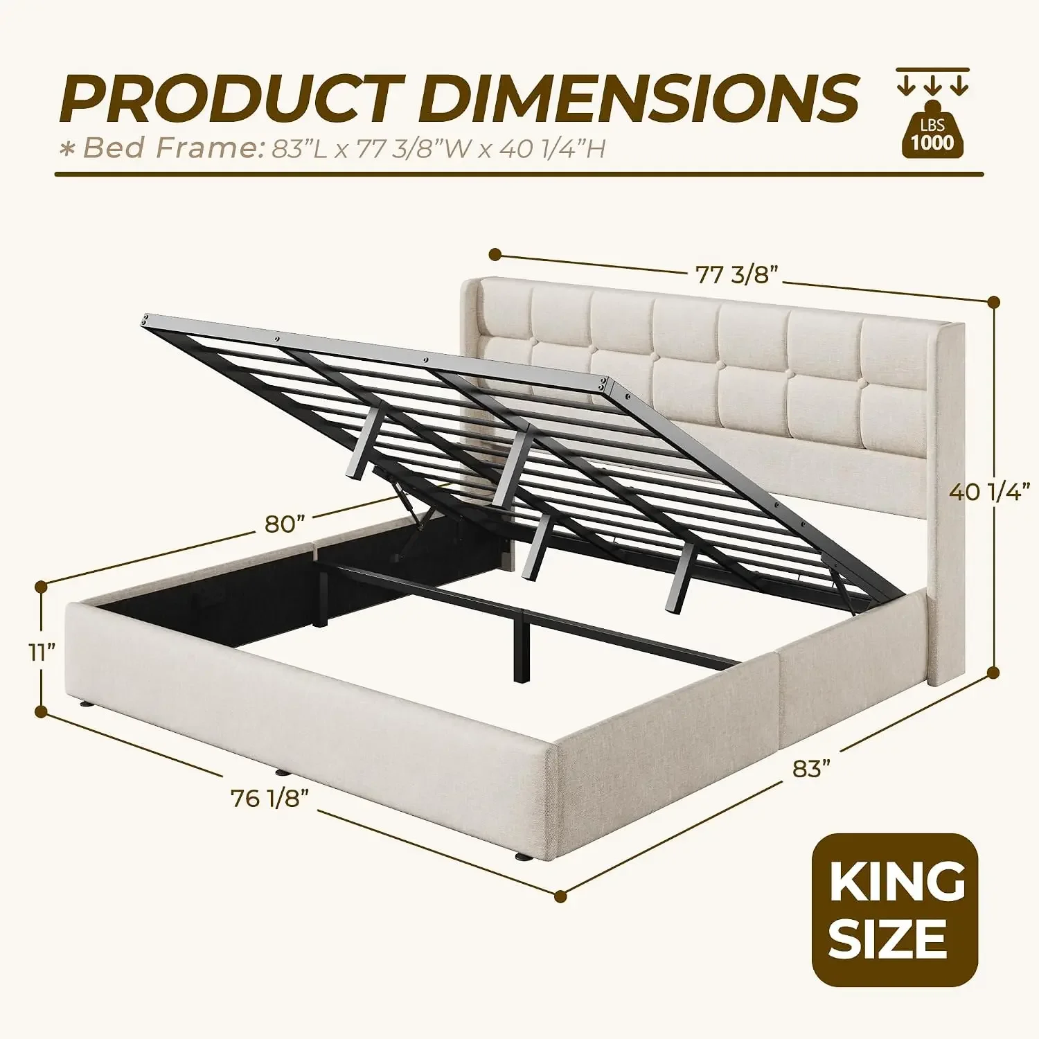 โครงเตียงขนาดคิงไซส์แบบยกขึ้นเ - Gas Lift Storage Bed Hydraulic บทวิจารณ์และราคา