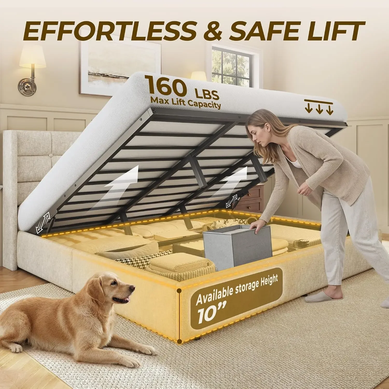 โครงเตียงขนาดคิงไซส์แบบยกขึ้นเ - Gas Lift Storage Bed Hydraulic บทวิจารณ์และราคา