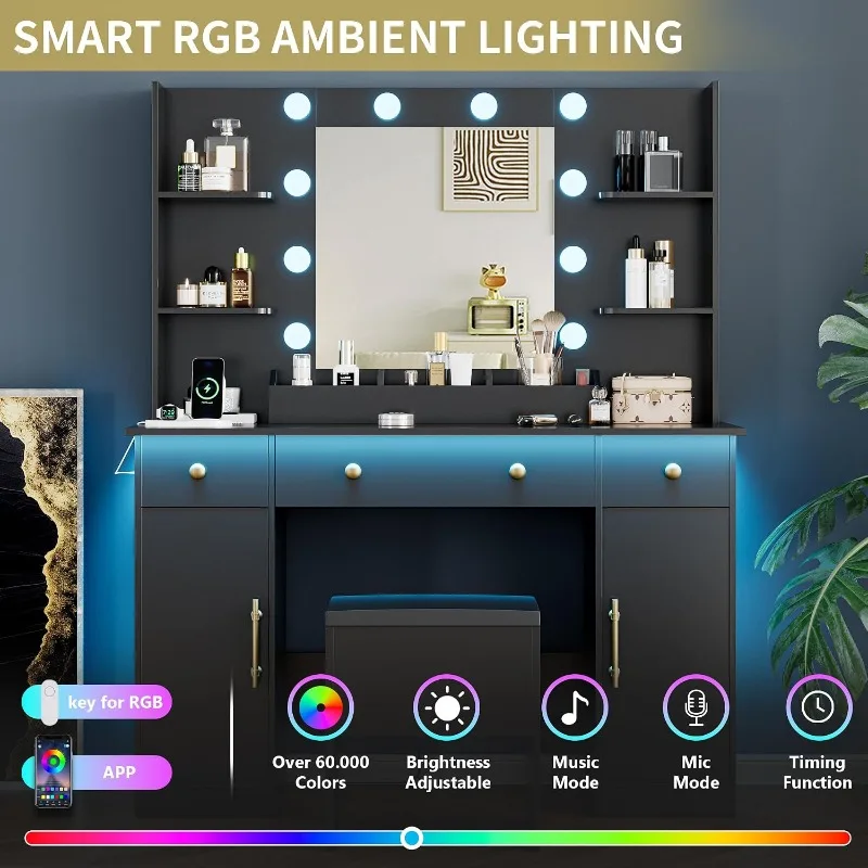 โต๊ะเครื่องแป้ง Xixini พร้อมกร - Dressing Table Vanity With Lighted Mirror บทวิจารณ์และราคา