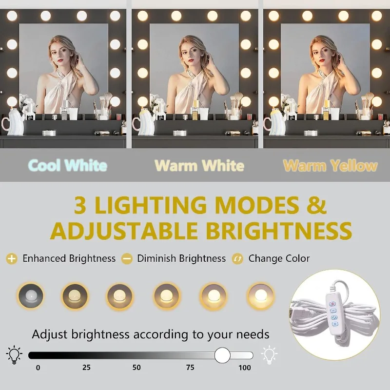 โต๊ะเครื่องแป้ง Xixini พร้อมกร - Dressing Table Vanity With Lighted Mirror บทวิจารณ์และราคา