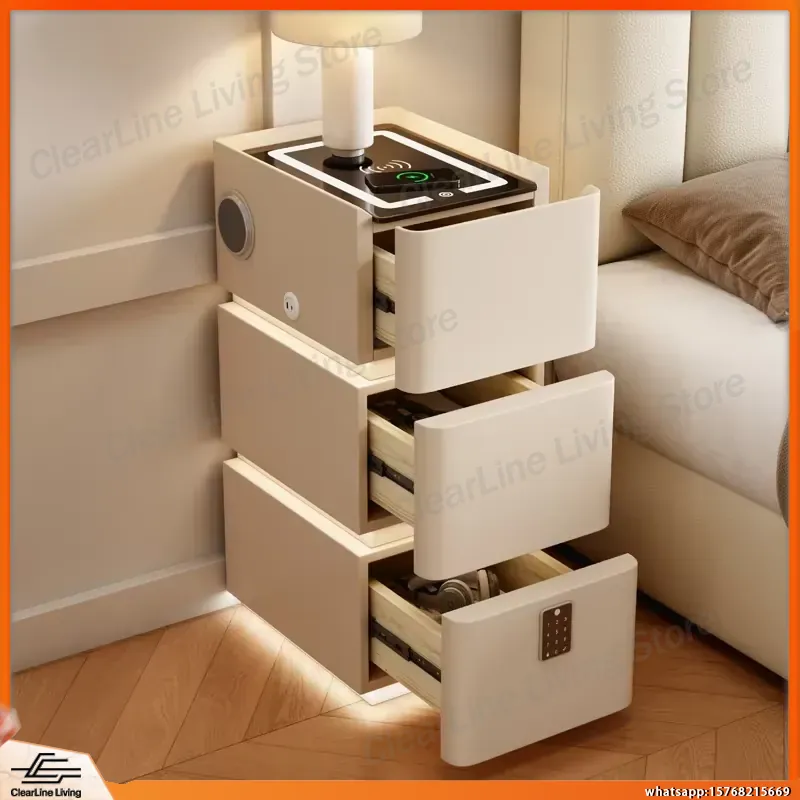 โต๊ะข้างเตียงไม้จริง 3 ชั้น แบ - Floating Nightstand With Led Light บทวิจารณ์และราคา
