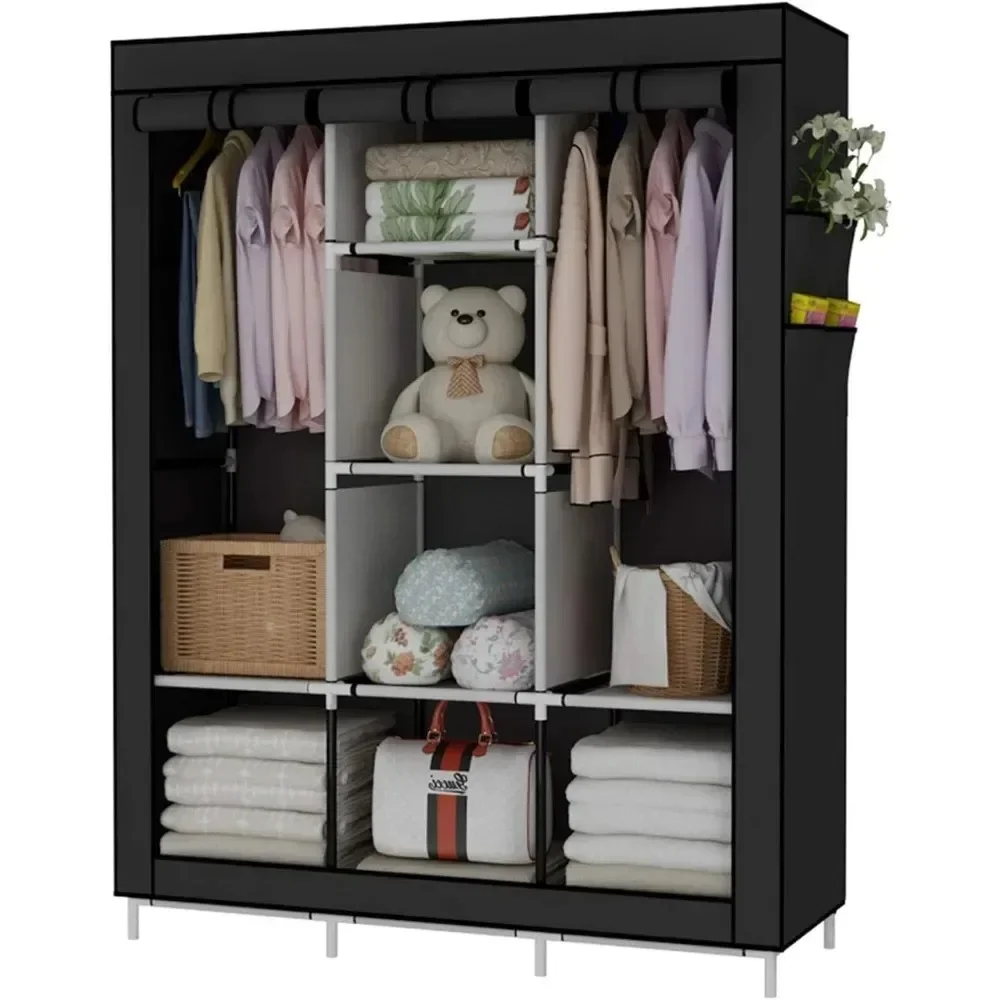 ตู้เสื้อผ้าแบบพกพาพร้อมชั้นเก็ - Wardrobe Closet Portable Fabric Cover บทวิจารณ์และราคา